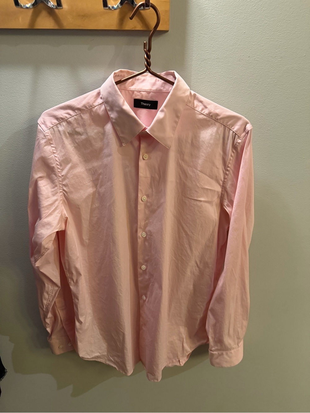 Theory Men's Sylvain Good Cotton Pink Dress Shirt
